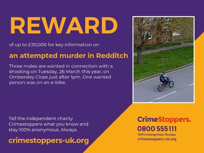West Midlands: £20,000 reward for key information on Redditch attempted murder 