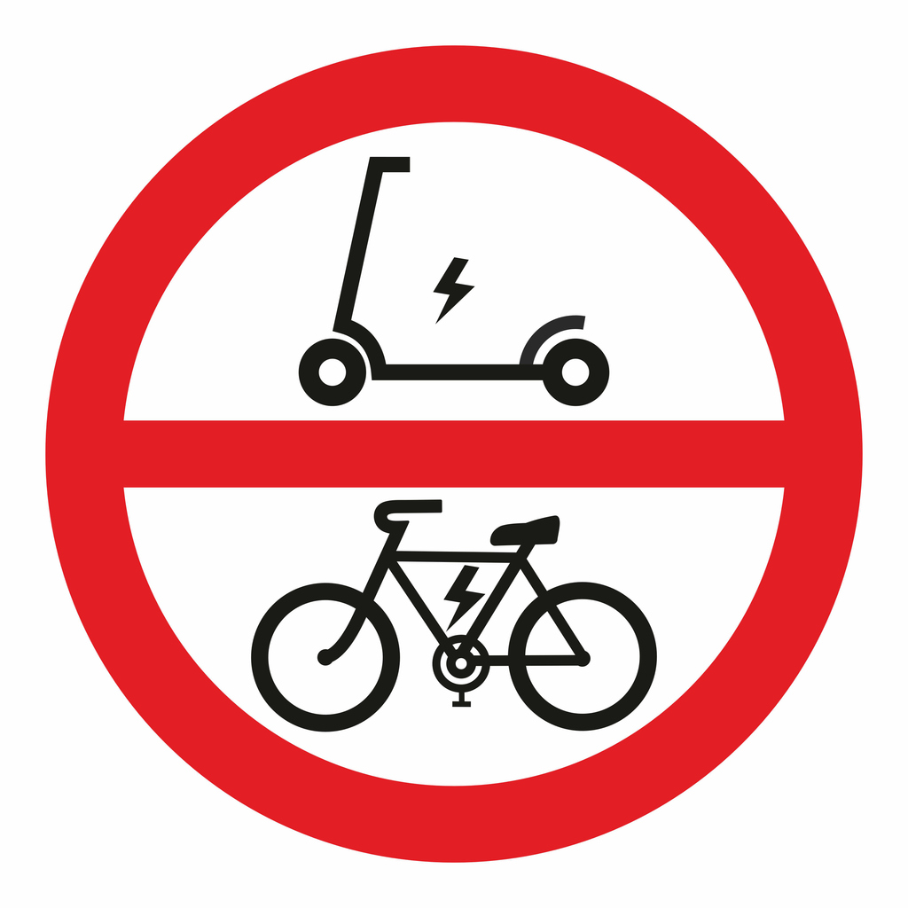 Symbol showing illegal e-bikes & e-scooters