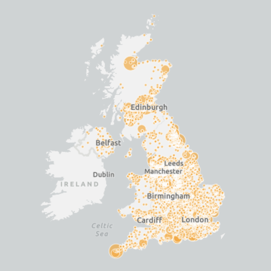 Map credit Esri: Heat map showing over 14,000 anonymous reports to Crimestoppers about cannabis cultivation concerns from across the UK in 2022