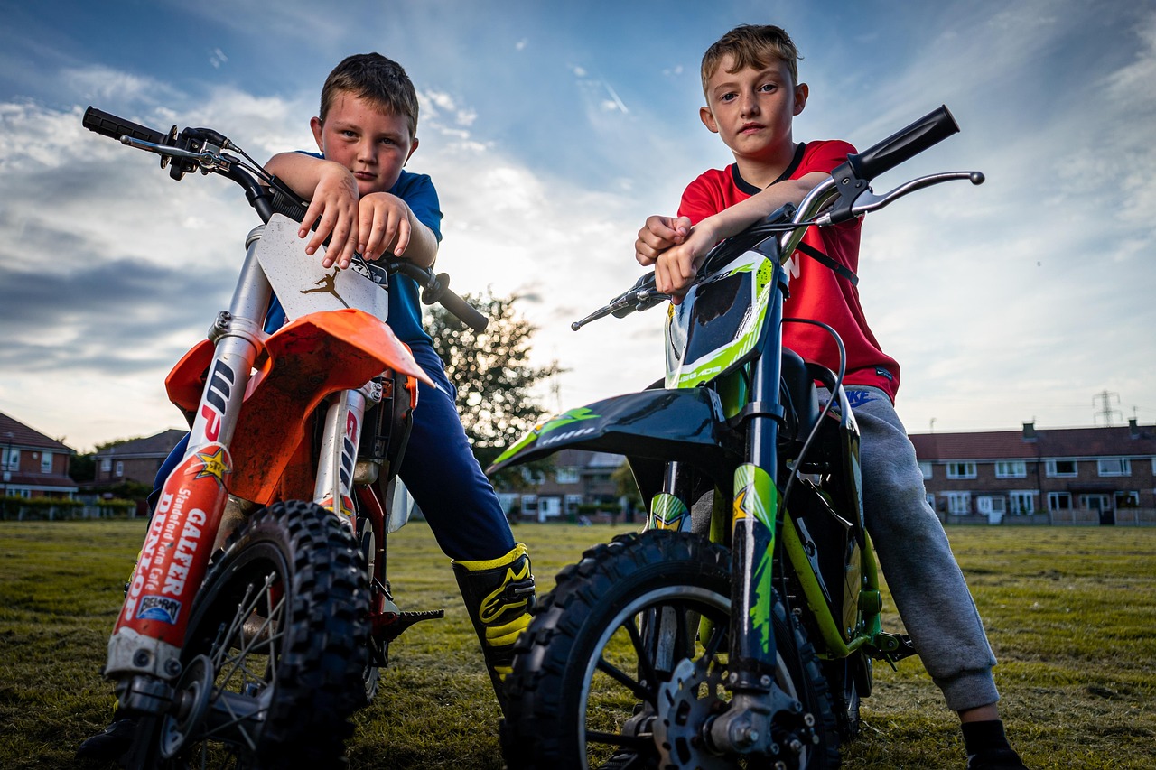 Boys on e-motorbikes
