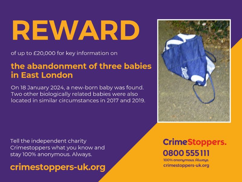 £20,000 reward offered to find parents of three abandoned babies