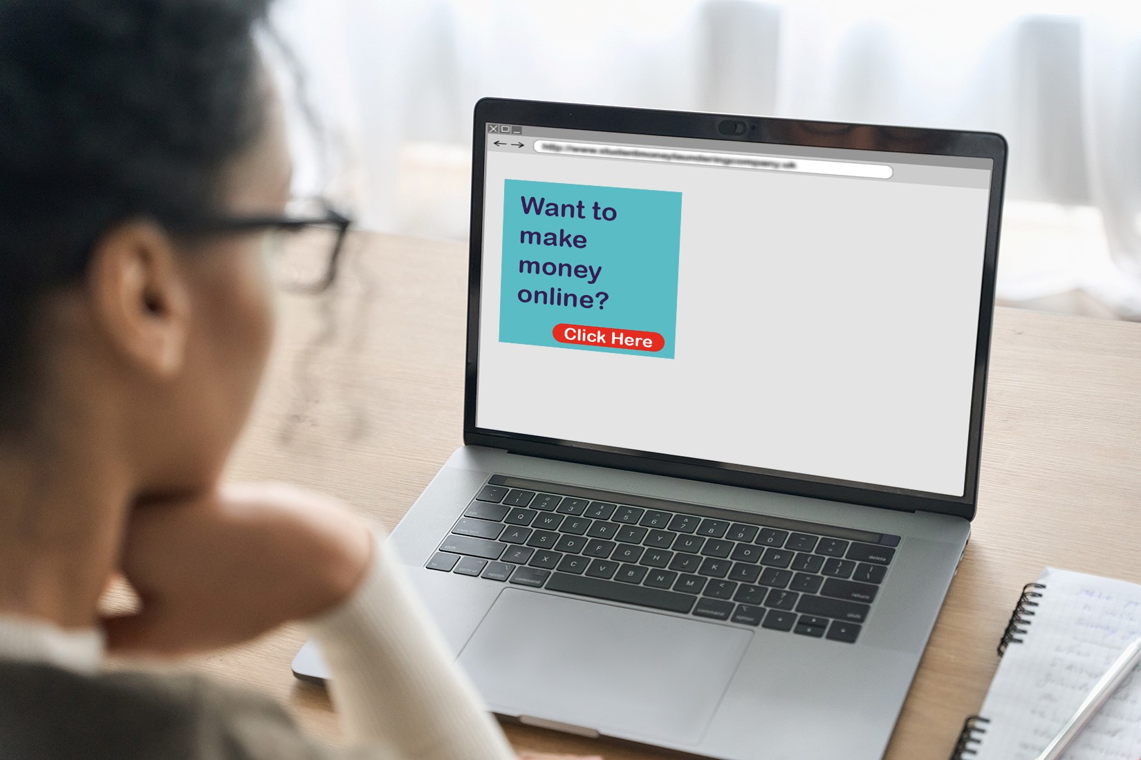 Woman using laptop