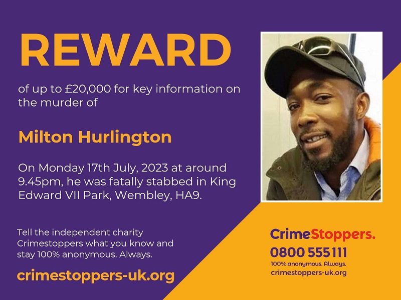 Milton Hurlington Crimestoppers reward