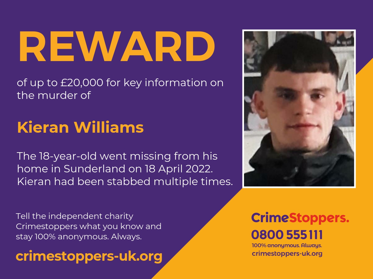 £20,000reward offered re murder of Kieran Williams