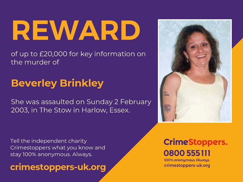 Beverley Brinkley murder Crimestoppers reward for information