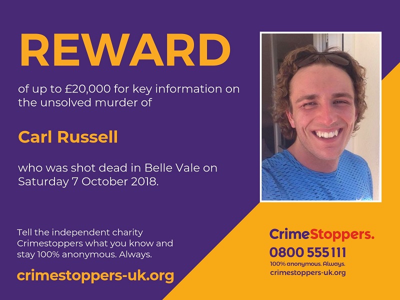 Carl Russell Crimestoppers murder information reward