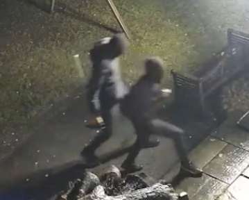 Masked men with sledgehammer