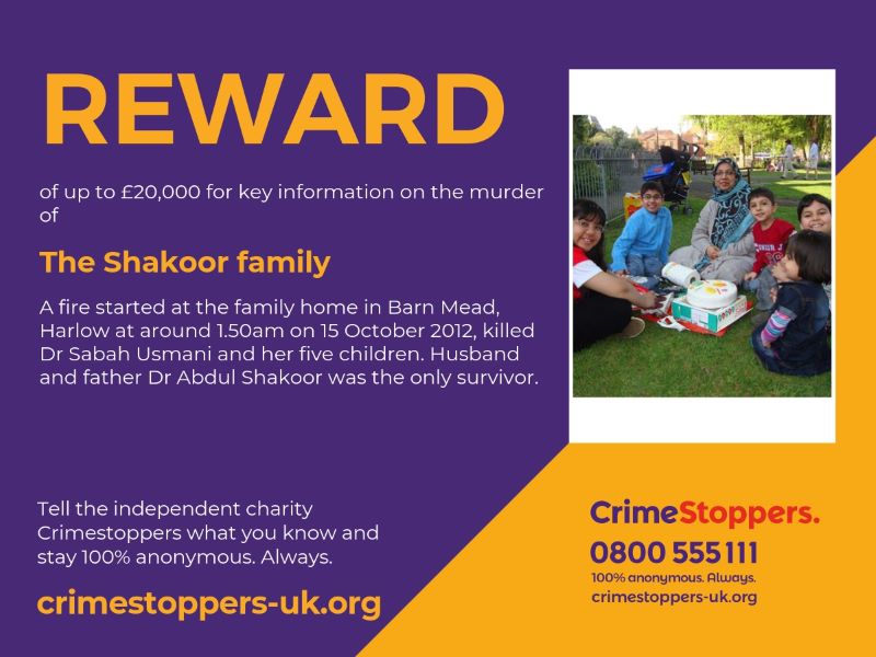 Crimestoppers reward for information on Shakoor murder