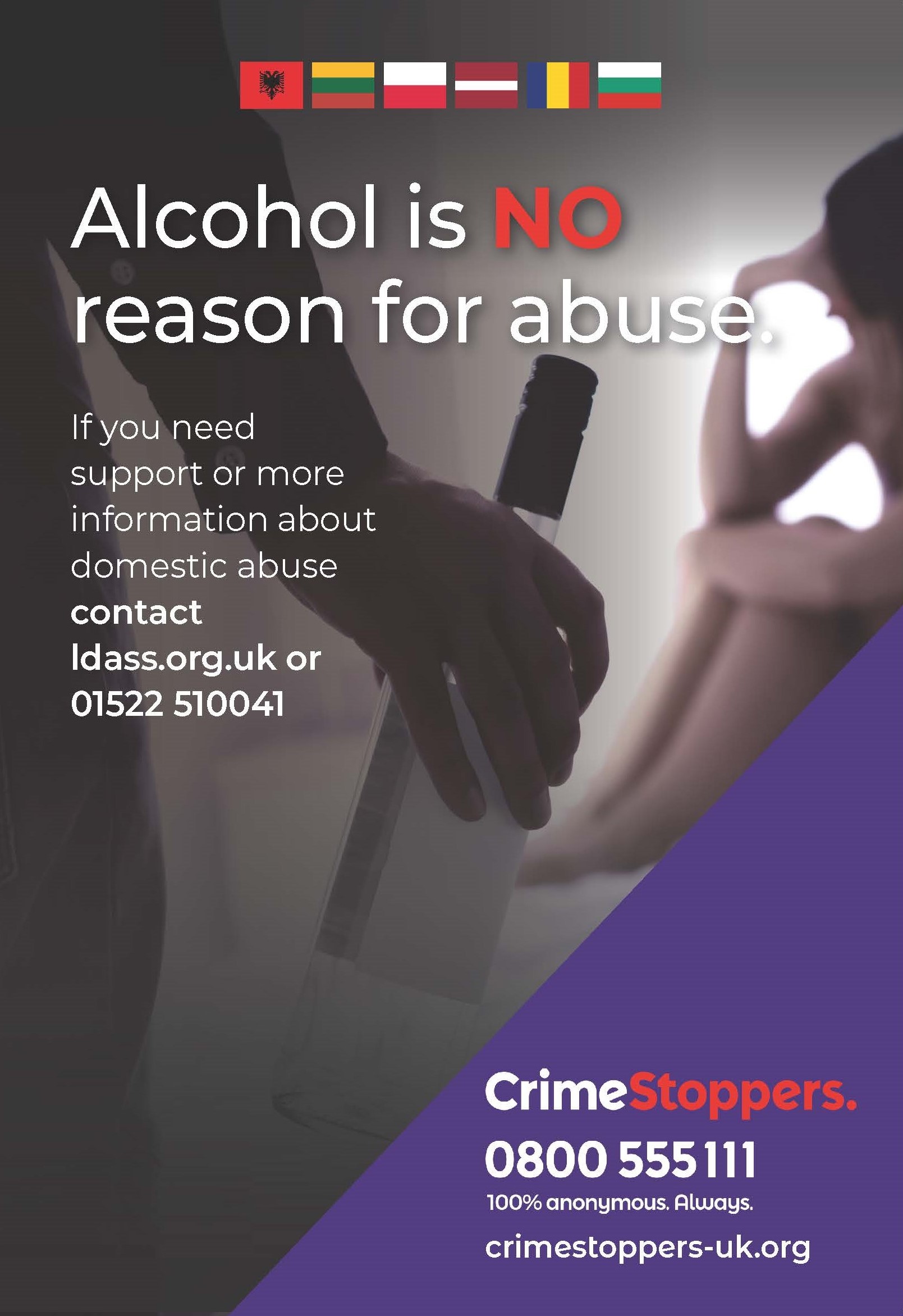 Alcohol is no reason for abuse graphic